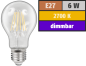 Preview: LED Filament Glühlampe  dimmbar  "Filed", E27, 6W, 600 lm, warmweiß, klar Alternative für 60W Glühbirnen